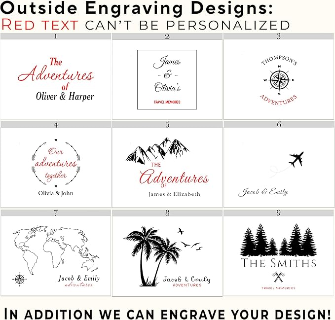 Travel Keepsake Box - Our Adventure Memory Box, Personalized Travel Couple Gift, Bamboo Wood Chest Trunk for Couples, Keepsake Storage for Tickets, Custom Valentine's Gifts, 11 x 8 x 4.75 in