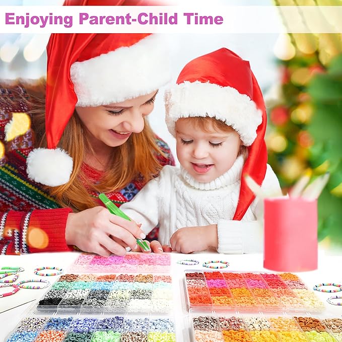 Redtwo 32000 Pcs Clay Beads Bracelet Making Kit, 9 Boxes 192 Colors Friendship Bracelet Kit Flat Polymer Heishi Beads for Jewelry Making, Crafts Gift for Girls Ages 6-12