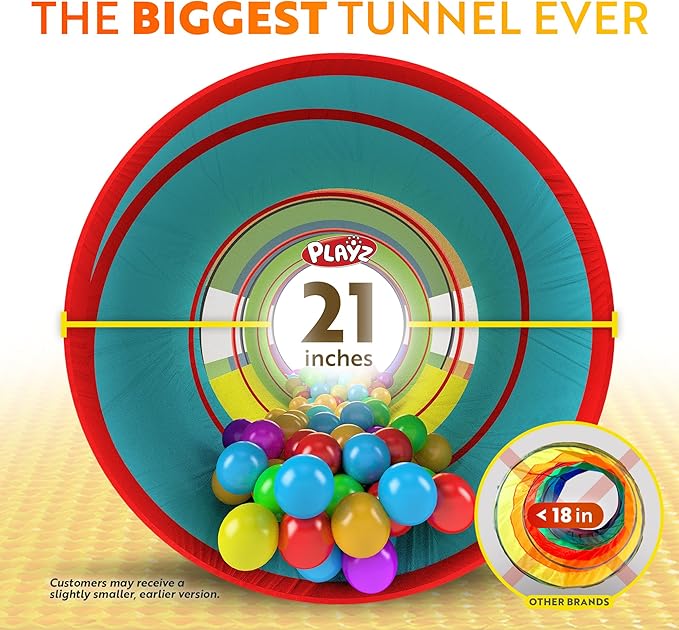 Playz 7pc Kids Play Tent with 1 Big Ball Pit for Babies, 3 Play Tunnel for Toddlers, and 3 Pop Up Tents Playhouse Bundle, Best Birthday Gift for Boys & Girls, Indoor & Outdoor Use Portable Play Center