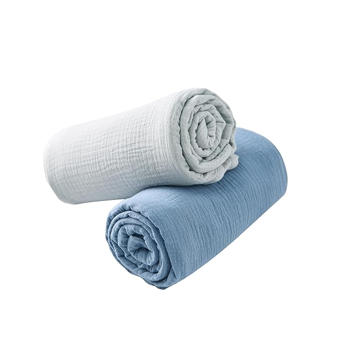 2-Pack Nursing Covers for Breastfeeding, 100% Organic Cotton Muslin Breastfeeding Cover, Multi-Use Nursing Scarf, Car Seat Canopy, Stroller Cover, Soft Breathable Baby Blanket Grey