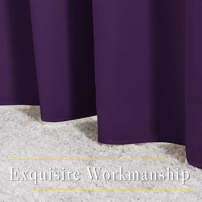 NICETOWN Royal Purple Blackout Bedroom Curtains 96 inches Long, Grommet Thermal Insulated Room Darkening Window Treatments Sound Reducing for Living Room, W46 x L96, 2 Panels