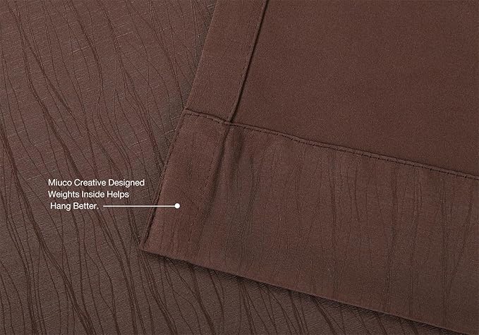 MIUCO Blackout Curtains Room Darkening Textured Look Grommet Panels 2 Panels for Window Treatment 52x63 Inch Chocolate