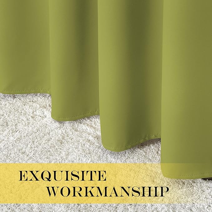 NICETOWN Fresh Green Blackout Curtains for Living Room, Window Treatment Thermal Insulated Room Darkening Grommet Drapes Sound Dampening for Bedroom, 2 Panels, W37 x L72