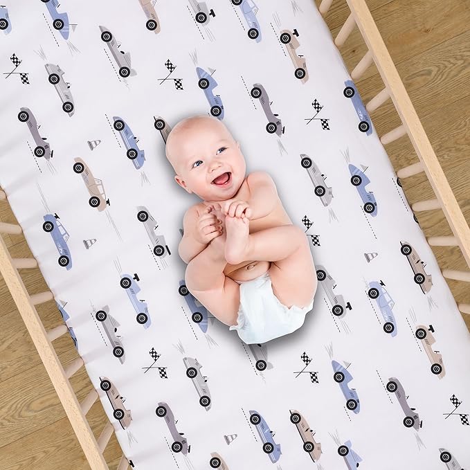 Lambs & Ivy Little Racer 3-Piece Cars/Transportation Baby Crib Bedding Set