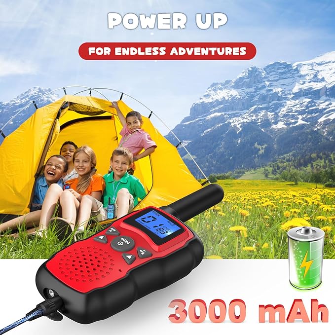 Wishouse Kids Walkie Talkies Rechargeable 3 Pack, Girls Boys Toys Age 7 8 9 10 for Outdoor Camping Adventure Games with Flashlight, Birthday Xmas Gift for 4 5 6 Year Old Children