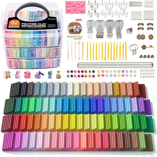 Shuttle Art 82 Colors Polymer Clay Kit with 19 Clay Tools, 16 Kinds of Accessories, Non-Toxic, Non-Sticky, Ideal DIY Art Craft Gift for Kids Adults