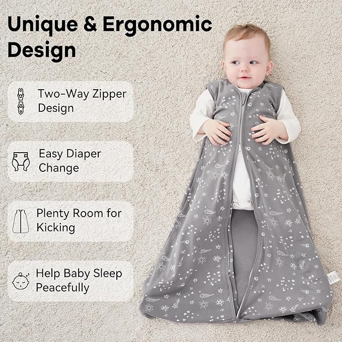Baby Sleep Sack 18-24 Months 3 Pack 100% Cotton Lightweight 0.5 TOG Wearable Blanket Baby Sleep Bag with 2-Way Zipper for Infant Toddler