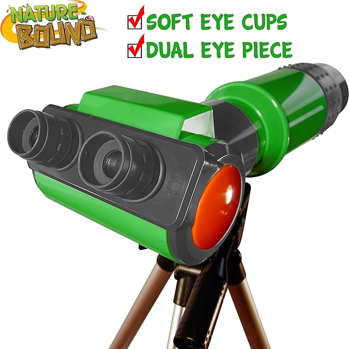 Nature Bound Telescope for Kids and Beginners, 16X Magnification and 15mm Lens for Indoor and Outdoor Use - Adjustable Tripod Included - for Kids Ages 6+, Green (NB538)