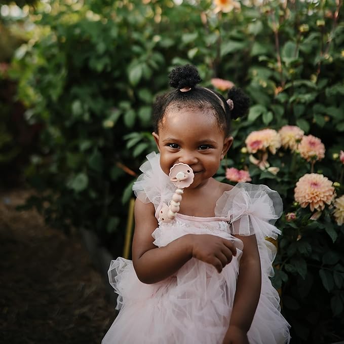 FRIGG Daisy SilkySoft Silicone Baby Pacifier | Made in Denmark | BPA-Free (Biscuit/Lily Pad, 6-18 Months)