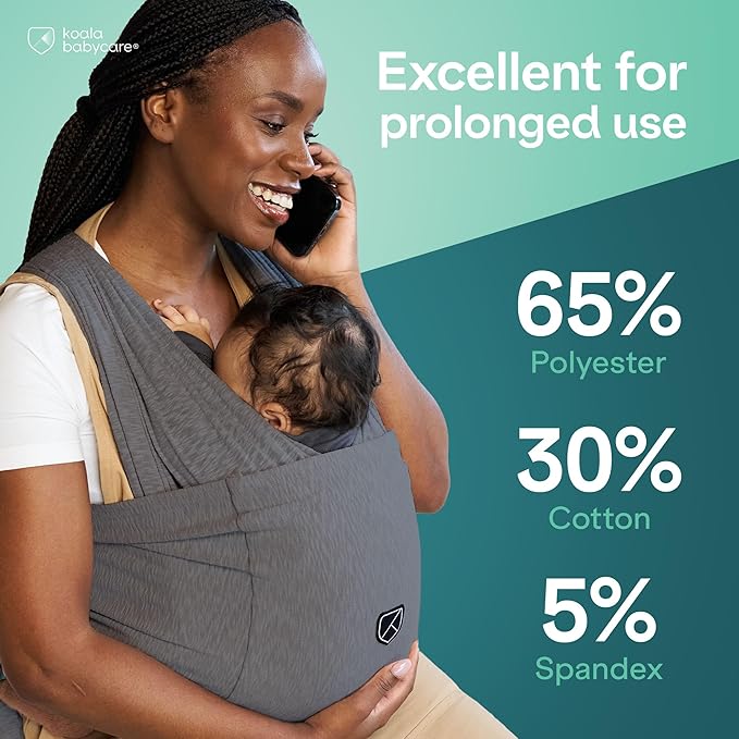 Koala Babycare Baby Carrier Wrap, Easy to Wear As a T-Shirt - Original Baby Carrier Newborn to Toddler - Sling One Size Fits All - Baby Wraps Carrier Up to 22lbs