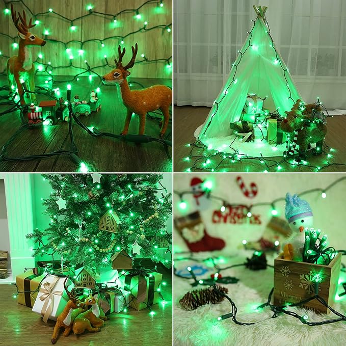Brizled Green Christmas Lights, 33ft 100 LED 5MM Wide Angle Christmas String Lights, Connectable 120V UL Certified Xmas Tree Light Indoor Outdoor Mini Green Light for Xmas Halloween Tree Party Home