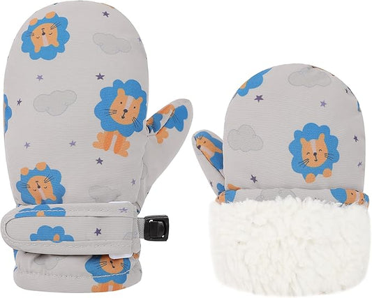 Toddler Gloves Kids Mittens Winter Warm Lined Fleece Gloves Waterproof Snow Baby Mitten for Boys Girls