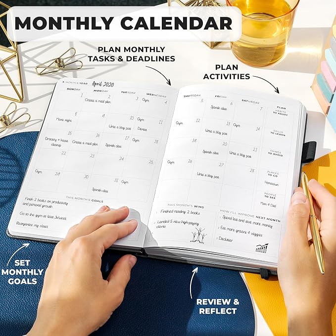 Clever Fox Planner Premium Edition – Undated Luxurious Weekly & Monthly Planner to Increase Productivity and Hit Your Goals – Organizer – Start Anytime, A5, Lasts 1 Year, Silver Black (Weekly)