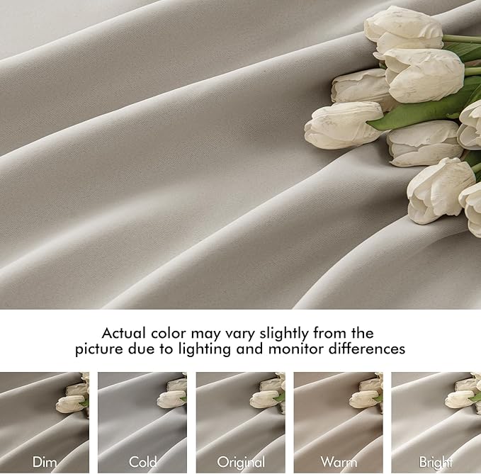 MIULEE Natural Back Tab Blackout Curtains 72 Inches Long 2 Panels Set for Living Room Bedroom Privacy, Rod Pocket/Pinch Pleat Thermal Insulated Room Darkening Pleated Light Blocking Drapes