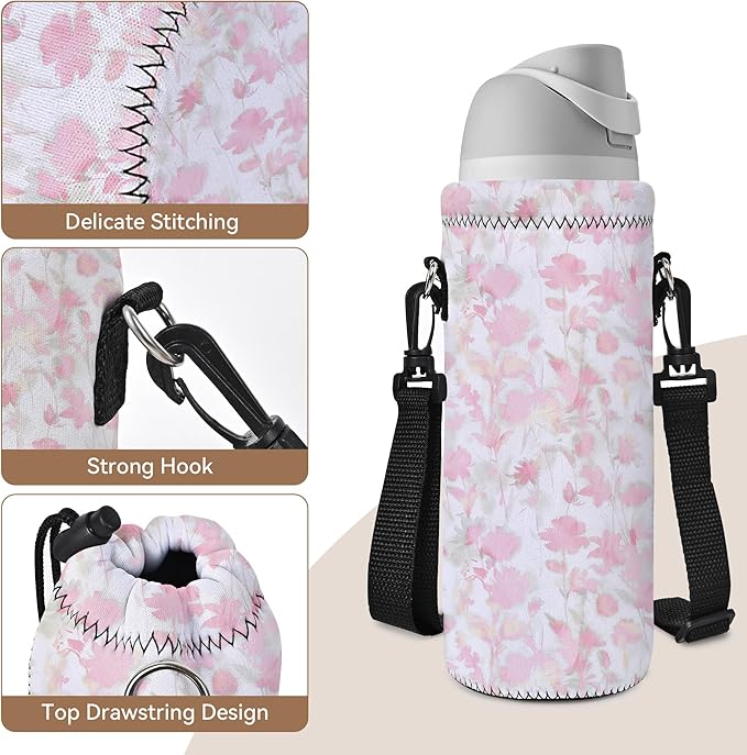 AUPET Water Bottle Bag Carrier,24oz/32oz Insulated Neoprene bottle Sling Holder Case Pouch Cover for 1000ML/750ML Bottles with Shoulder Strap for walking