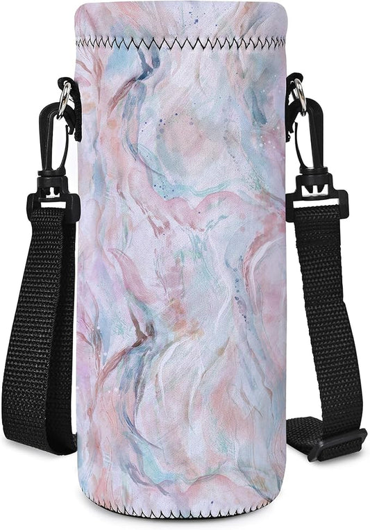 RICHEN Neoprene Water Bottle Carrier Bag with Adjustable Shoulder Strap,Insulated Water Bottle Cover for Stainless Steel/Glass/Plastic Bottles