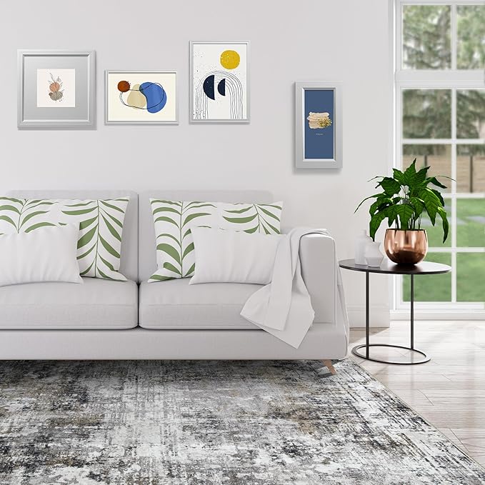 9x12 Area Rugs for Living Room Rug Washable: Modern Large Rug for Dining Room Bedroom Carpet Non Slip 9 by 12 Indoor Abstract Nursery Home Office Black Gold