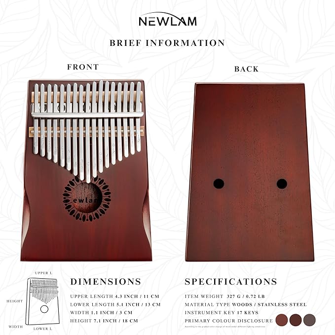 Kalimba Thumb Piano 17 Keys, Portable Mbira Finger Piano Gifts for Kids and Adults Beginners