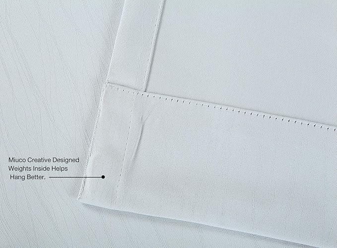 MIUCO Room Darkening Curtains Textured Grommet Thermal Insulated Blackout Curtains for Bedroom Set of 2 52x95 Inch Greyish White