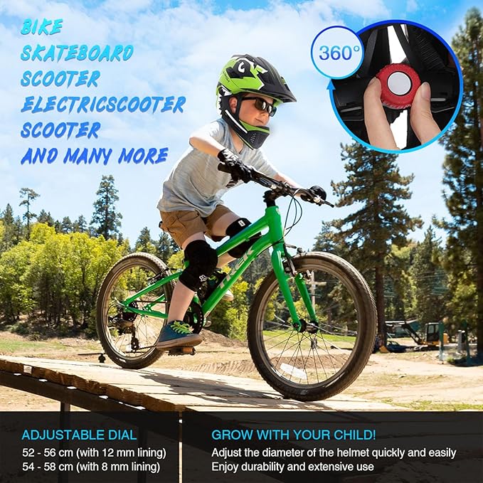 Lixada Kids Bike Helmet Adjustable Detachable Full Face Helmet for Cycling Helmet for Children Bicycle, Skateboard, Scooter, Protective Gear (20.5-22 Inches)