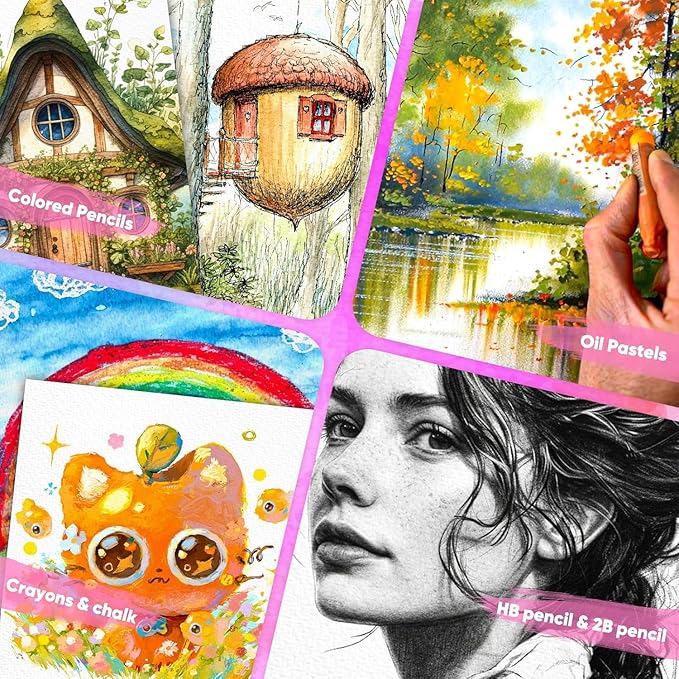 Drawing Paper, 9" x 12" Craft Art Paper, 65 Sheets (68lb/100gsm) Artist Sketching Drawing Easel Poster Paper Bulk, Art Supplies for Kids Adults, Arts & Crafts, White Construction Coloring