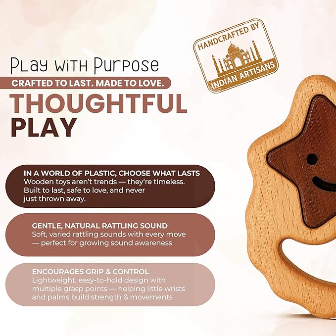 Wooden Toy for 6–12 Month Old Baby | Montessori Rattle | Toys for Baby Boy & Girl