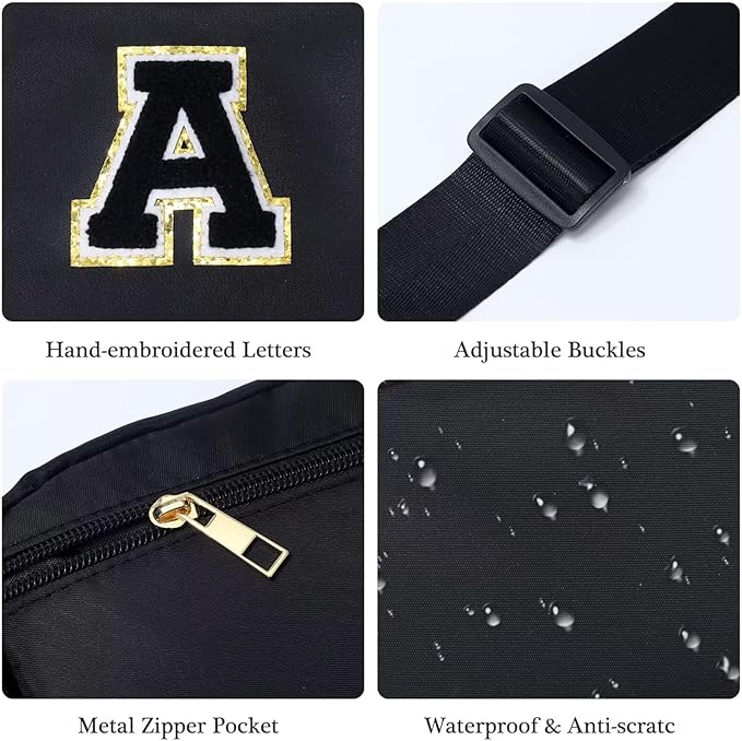 YOOLIFE Best Friends Gift - Black Initial Crossbody Bag for Women