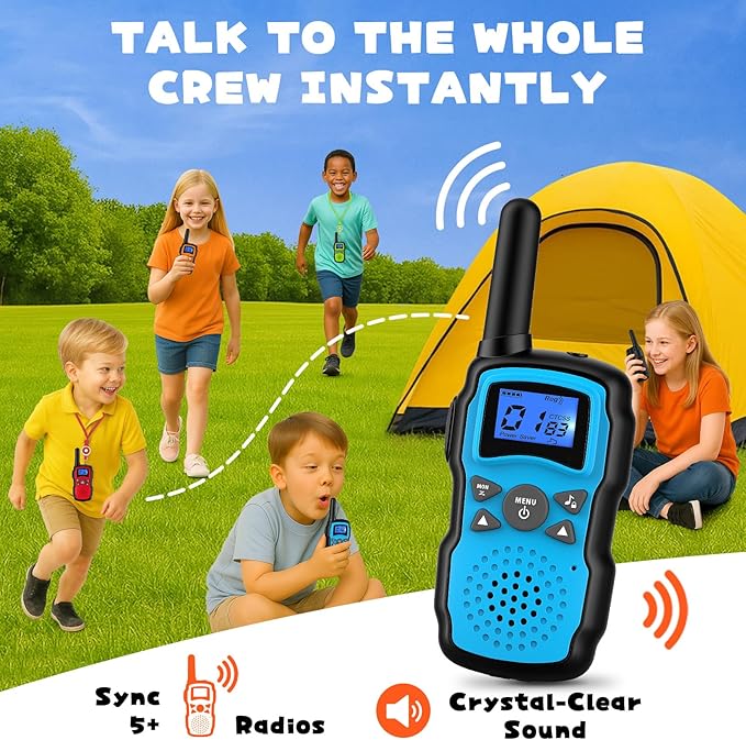 Wishouse Walkie Talkies for Kids Rechargeable Long Range,4 5 6 7 8 Year Old Boy Girl Birthday Gift,Camping Games Cool Toys Ideas for Children with 6000mAh Batteries,Flashlight,Lanyard,2 Pack Pink Blue