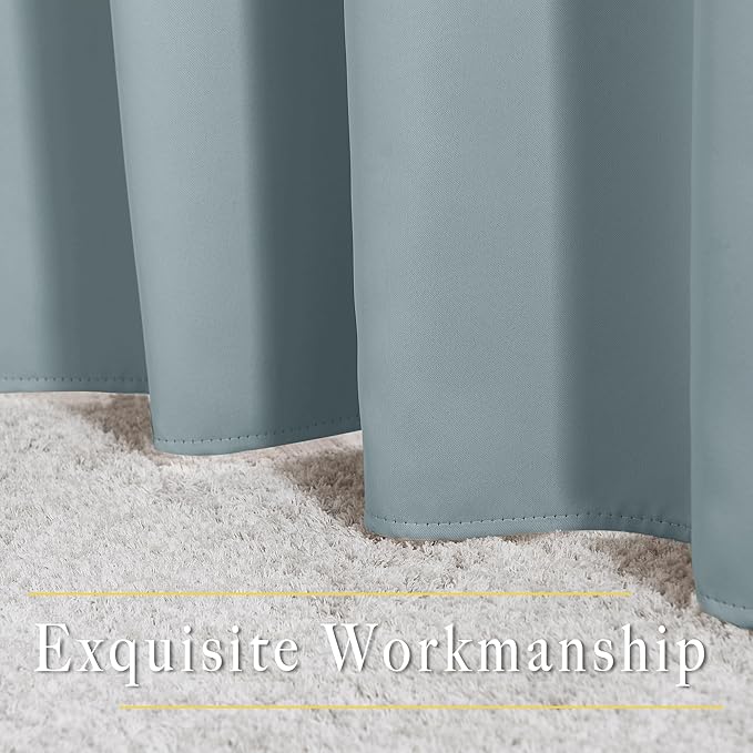 NICETOWN Living Room Curtains for Windows 84 inch Long - Stormy Sea Decorative Grommet Room Darkening Window Treatments for Bedroom/Porch, 2 Panels = 104" Wide