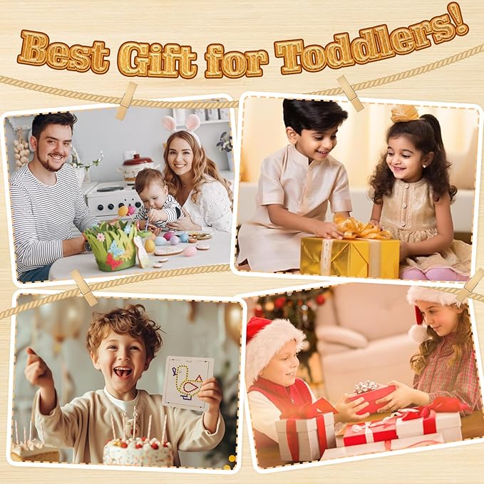 Montessori Wooden Lacing Toys for Toddlers and Kids Ages 2-4 5-7, Sewing Kit Fine Motor Skill Busy Board, Education Sensory Preschool Toy for 1 2 3 4 Year Olds, Birthday Gift for Boys and Girls