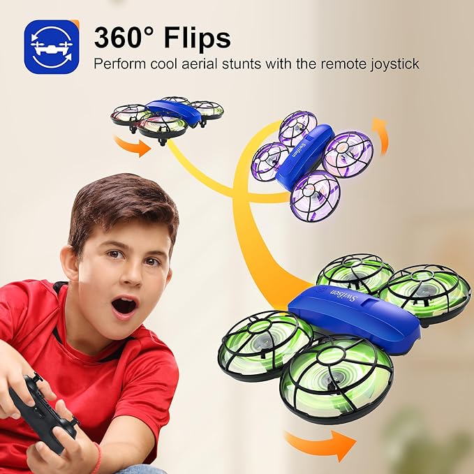 Drones for Kids with Camera,Rc Drone Indoor Small Helicopter,Birthday Gifts for Boys and Girls Beginners Friendly,Mini Quadcopter Toy With 2 Batteries,Propeller Protect,Altitude Hold