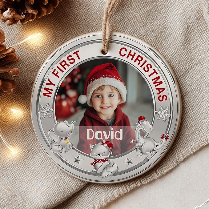 Personalized Baby First Christmas Photo Christmas Ornament 2025 - Custom Newborn Keepsake - Sweet Gift for New Parents Mom Dad - Gift for Parents - Sweet Baby Holiday Memory Decoration