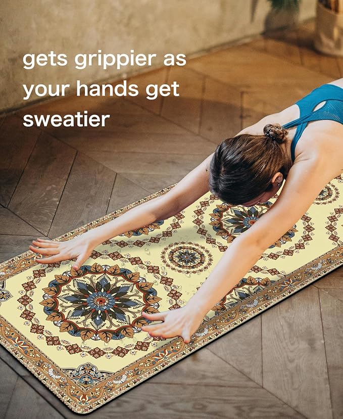 Non Slip Yoga Mat TPE Workout Mat for Men Women, Thick Workout Mat with Carrying Strap, Fitness Mats for Exercise, Yoga, Fitness, Pilates, Floor Workouts (72" x 24" x 6mm)