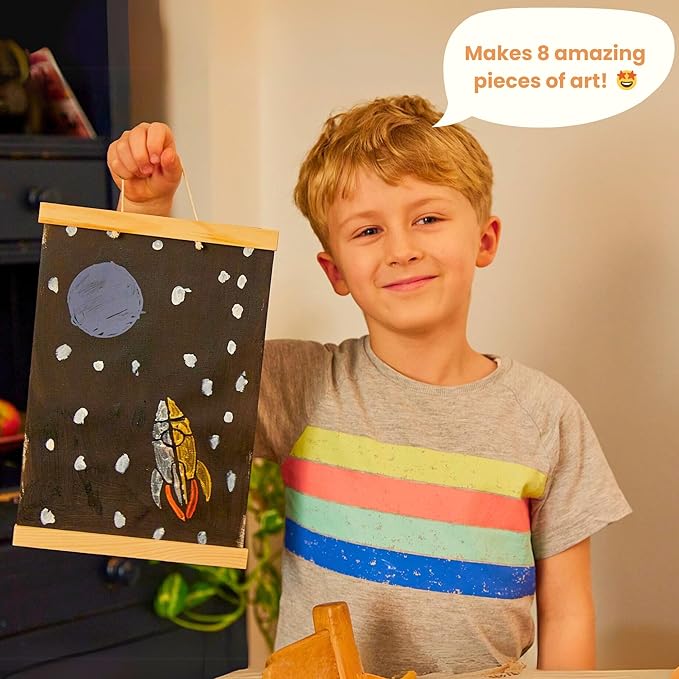 Sculpd Kids Painting Kit, Paint Craft Set for Kids Age 4 to 6, Includes 10 Colour Paint Set, 4 Paint Pens, 2 Canvases, Easels, Magnetic Picture Frame, Additional Art Supplies and Free Guidebook