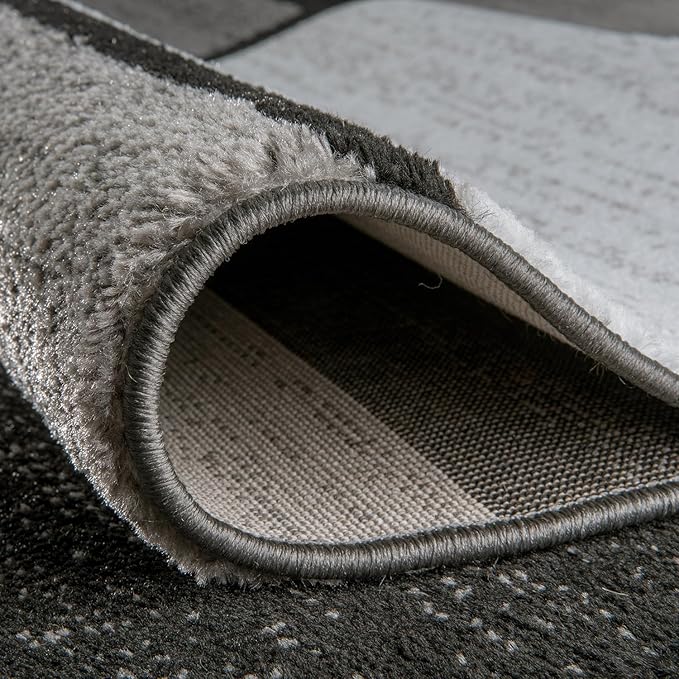 Rugshop Contemporary Modern Boxes for Home Office,Living Room,Bedroom,Kitchen Non Shedding Round Area Rug 8' Gray