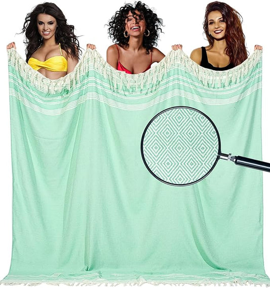 Oversized Turkish Beach Towel Blanket Cotton Giant XL Sandproof Towels Huge Linen XXL Extra Large Big Throw Quilt Blankets for Adults Cloud Travel Camping Glamping Accessories Essentials