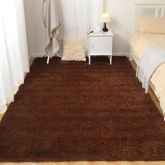 Luxury Area Rug, 6x9 Rugs for Living Room, Ultra Soft Rugs for Bedroom, Non-Slip Indoor Carpet for Nursery, Kids Room, Playroom, Home Decor, Brown