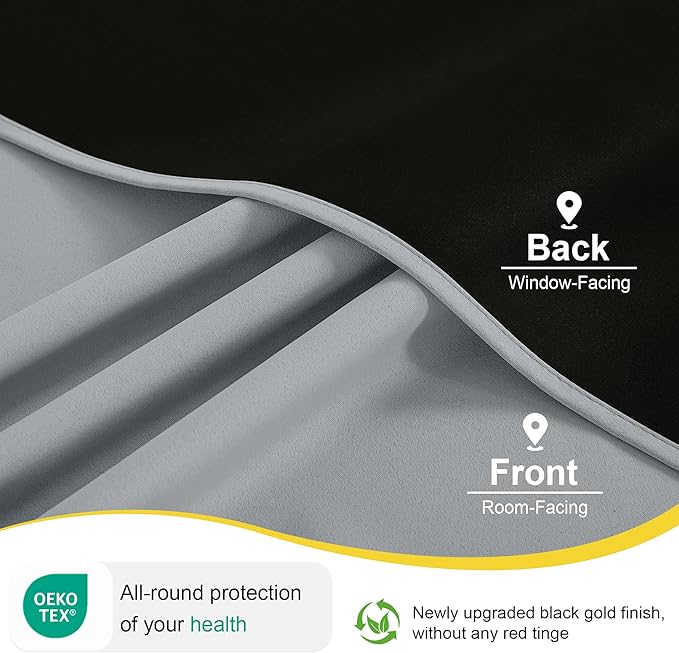 NICETOWN Plylux Blackout Curtains for Home Decor - Thermal Insulated Portable Privacy Blackout Curtains Window Treatment Drapes for Living Room Bedroom Patio Door, 1 Pair, Silver Grey, 52" W x 95" L