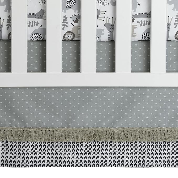 Lambs & Ivy Urban Jungle 4-Piece Crib Bedding Set - Gray, Brown, White, Jungle