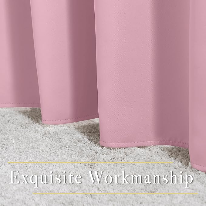 NICETOWN Crystal Pink Blackout Curtains & Drapes - Thermal Insulated Grommet Blackout Light Blocking Room Darkening Large Window Treatments for Bedroom/Living Room (2 Panels, W66 x L90)