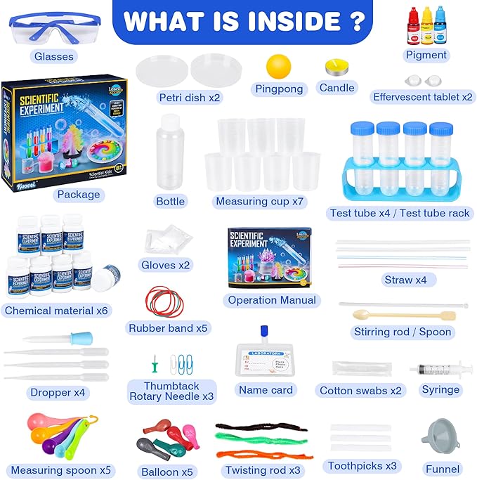 Science Kit for Kids,80 Science Lab Experiments,Scientist Costume Role Play STEM Educational Learning Scientific Tools,Birthday Gifts and Toys for 6 7 8 9 Years Old Boys Girls Kids