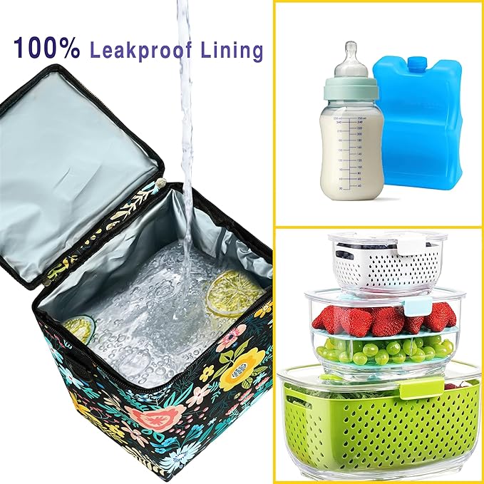 Breastmilk Cooler Bag with Ice Pack Fits Up to 9oz Bottles - Insulated Baby Bottle Cooler with Strap - Nursing Mom & Daycare Travel