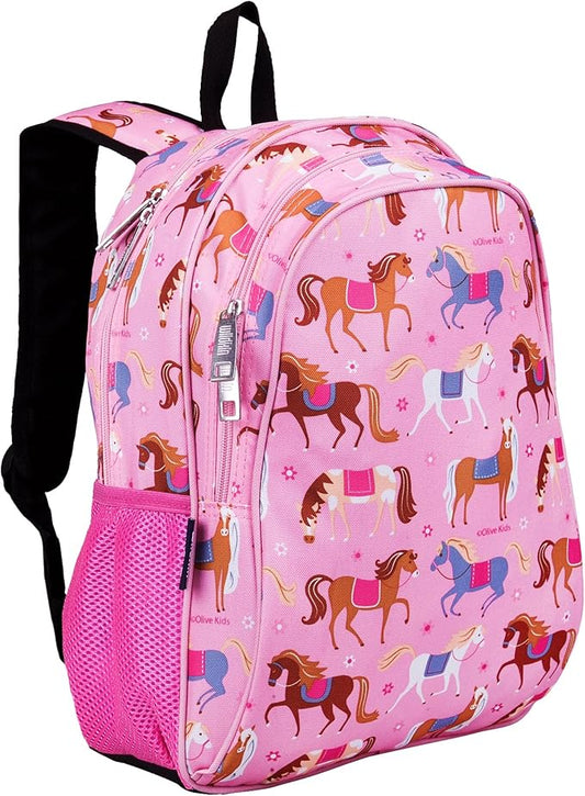 Wildkin 15-inch Kids Backpack – Durable, Padded, Adjustable for School & Travel - Horses