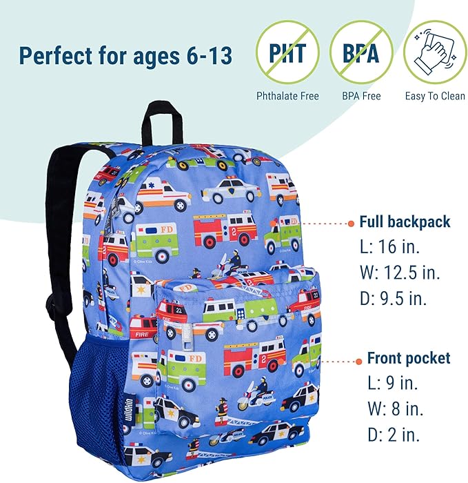 Wildkin 16-inch Kids Backpack – Durable, Padded & Spacious School Bag for Boys & Girls - Heroes