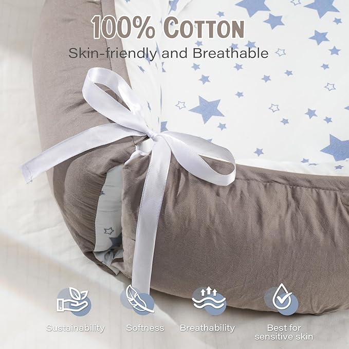 HKAI Baby Lounger – Soft Cotton Infant Floor Seat for Newborn to 24 Months, Portable Travel-Friendly Pillow for Boys & Girls