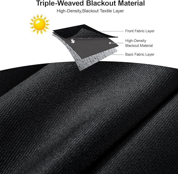 Joydeco Faux Linen Blackout Curtains for Bedroom,Black Blackout Curtains 90 inches Long,100% Blackout Solid Thermal Insulated Window Drapes Luxury Decor for Living Room（W52xL90 Inch,Black）