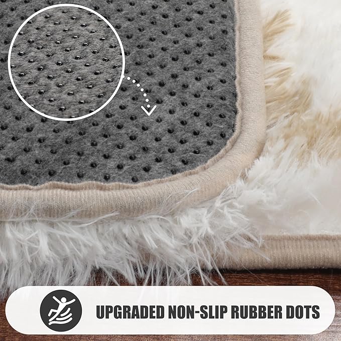 ONASAR Large Living Room Area Rug 6x9, White and Beige Geometric Rugs Floor Mat for Bedroom Home Decor Aesthetic, Soft Fuzzy Shaggy Plush Fluffy Moroccan Carpet for Dorm Classroom Farmhouse