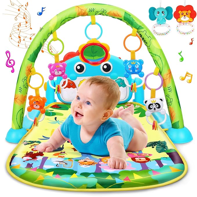 UMIKU Baby Play Mat Baby Toys Tummy Time Mat Activity Center for Newborn Infant Piano Tummy Time Music & Light Infant Boy Girl Gifts for Babies Toys 0-3 3-6 6-12 Months, Dinosaur Style