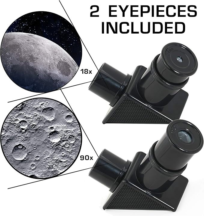 NASA Lunar Telescope for Kids – 90x Magnification, Includes Two Eyepieces, Tabletop Tripod, and Finder Scope- Kids Telescope for Astronomy Beginners, Space Toys, NASA Gifts (Amazon Exclusive)