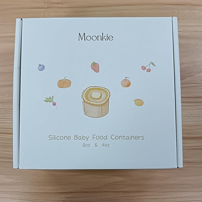 Moonkie Silicone Baby Food Containers | 8oz/4 oz Baby Food Storage Jars with Airtight Lids and A Snack Cup Lid | Freezer,Microwave and Dishwasher Safe, Reusable Baby Food Jars for Infant & Toddler